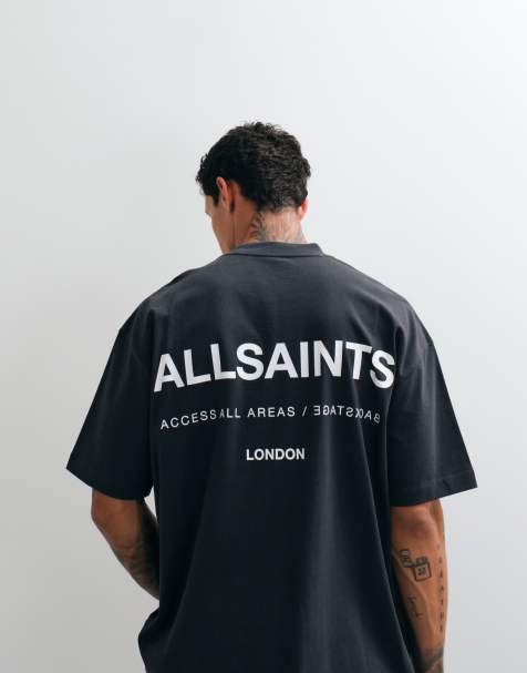 AllSaints - Backstage - T-shirt avec logo graphique au dos - Gris foncé - view 1