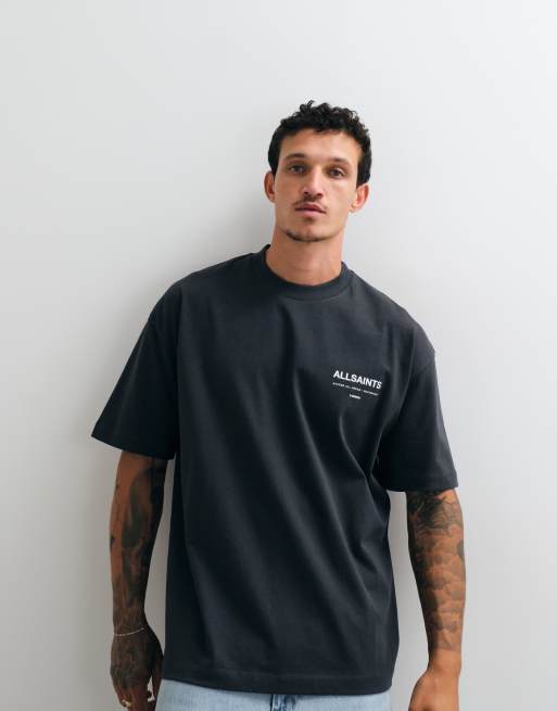 AllSaints - Backstage - T-shirt grigio scuro con stampa del logo sul retro, 2 di 5
