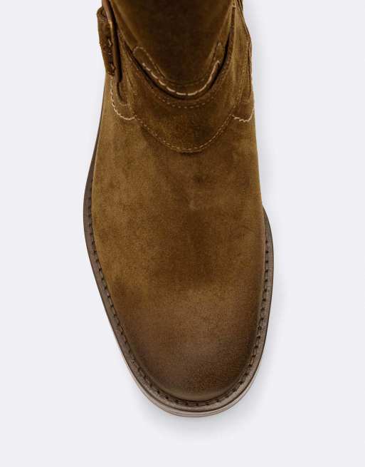 AllSaints Bailey blouson biker en daim cognac, 3 de 5