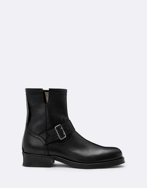 AllSaints Bailey leather buckle boots in black, 4 of 5