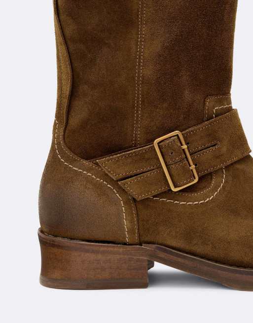 AllSaints Bailey suède biker in cognacbruin, 5 van 5