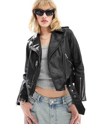 AllSaints Balfern leather biker jacket in black