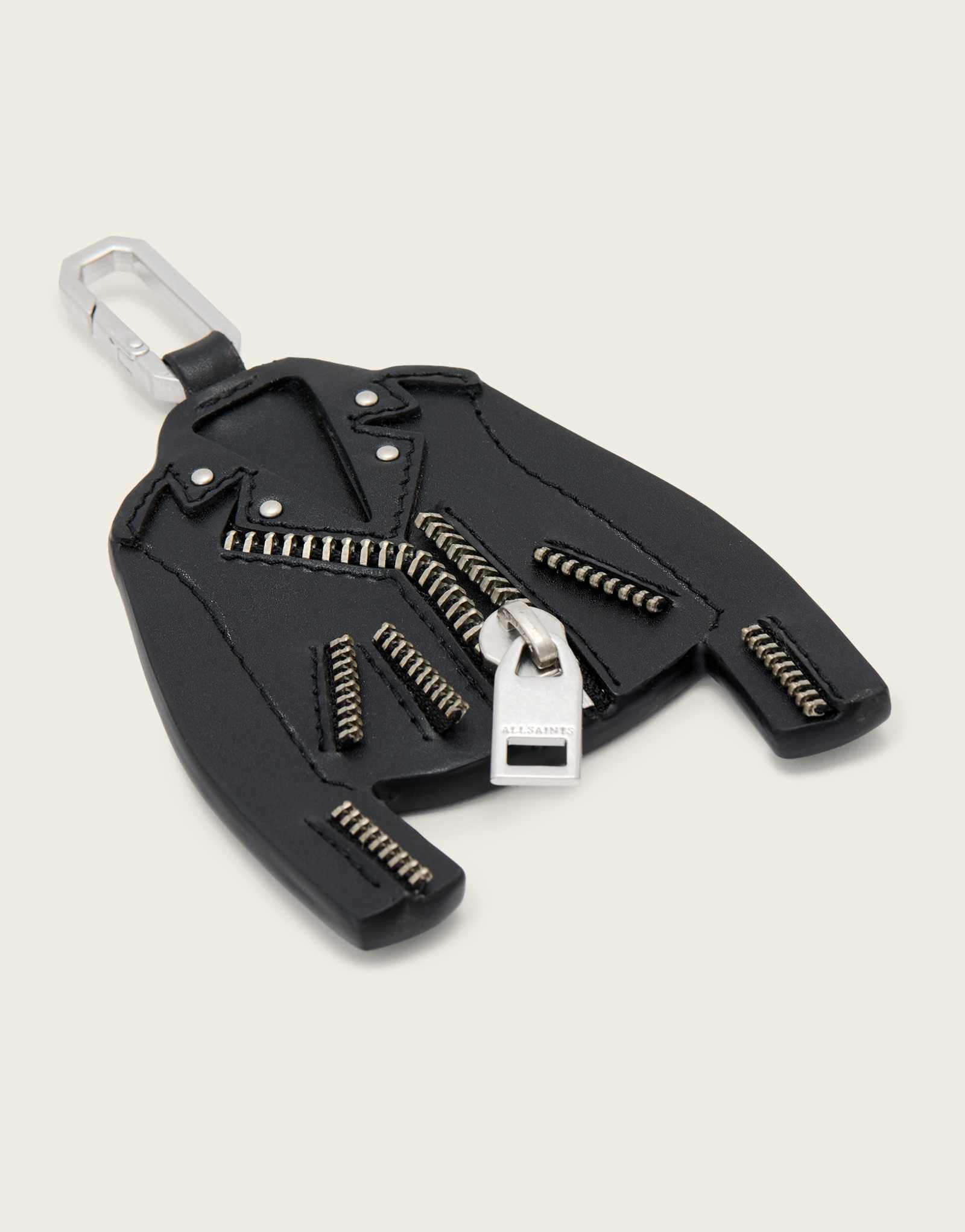 Брелок для ключей от кожаной куртки AllSaints balfern черного и серебристого цветов