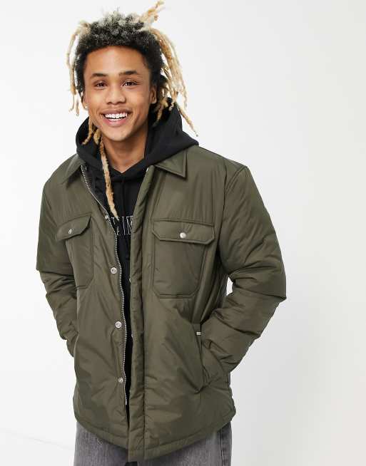 AllSaints bandai padded jacket in khaki | ASOS