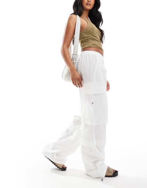 AllSaints Barbara cargo parachute pants in white