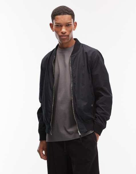 AllSaints Bassett reversible logo bomber jacket in black/green - view 1