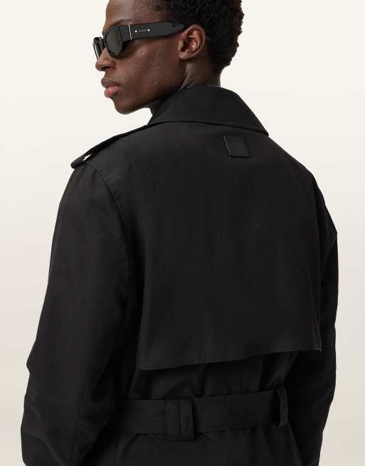 AllSaints – Bastille – Trenchcoat in Schwarz
