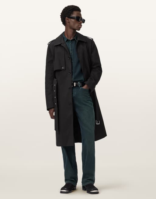 AllSaints – Bastille – Trenchcoat in Schwarz