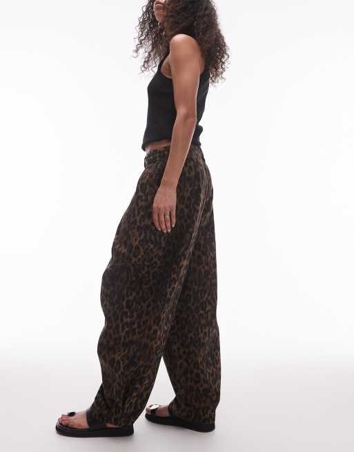 Allsaints becca denim pants in leopard brown