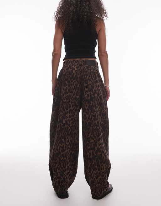 Allsaints becca denim pants in leopard brown