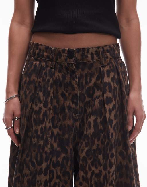 AllSaints Becca denim pants in leopard brown | ASOS