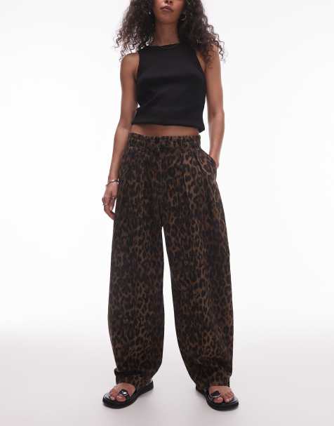 Allsaints becca denim trouser in leopard brown - view 1