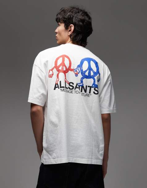 AllSaints – Bedfellow Peace – Biały T-shirt z grafiką - view 1