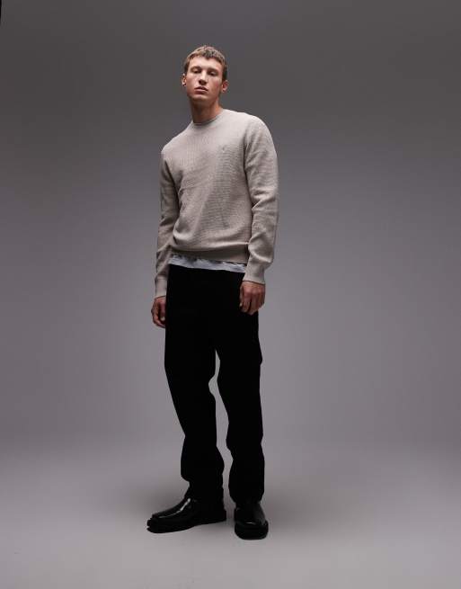 AllSaints - Beige vaffelstrikket trøje med rund hals, 2 af 5