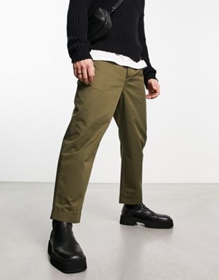 AllSaints Belo straight trousers in khaki-Green