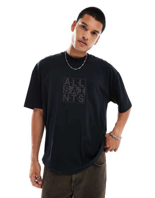 AllSaints - Below - T-shirt met logo in dezelfde tint in zwart