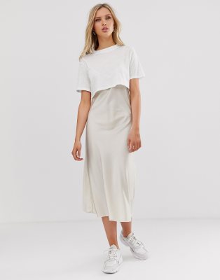 allsaints benno tee slip dress