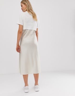 allsaints benno tee slip midi dress