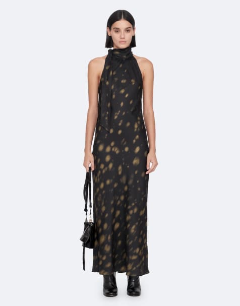 AllSaints Beril Slipkleid mit Animal-Print in Schwarz - view 1