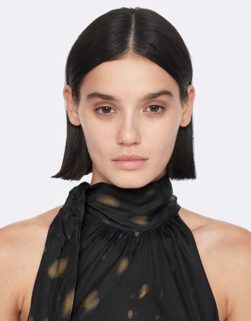 AllSaints Beril Slipkleid mit Animal-Print in Schwarz, 3 von 6