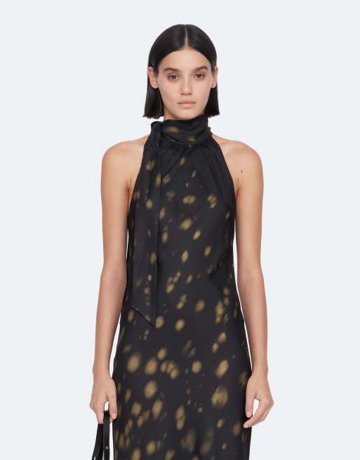 AllSaints Beril Slipkleid mit Animal-Print in Schwarz, 4 von 6