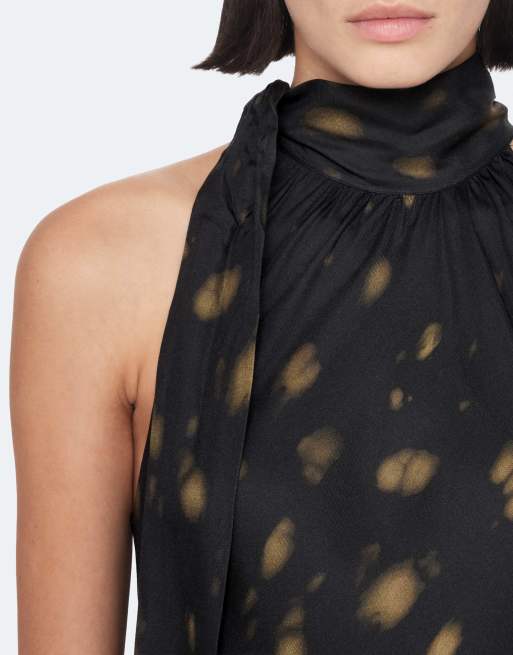 AllSaints Beril Slipkleid mit Animal-Print in Schwarz, 5 von 6