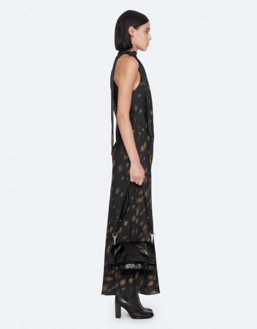 AllSaints Beril Slipkleid mit Animal-Print in Schwarz, 6 von 6