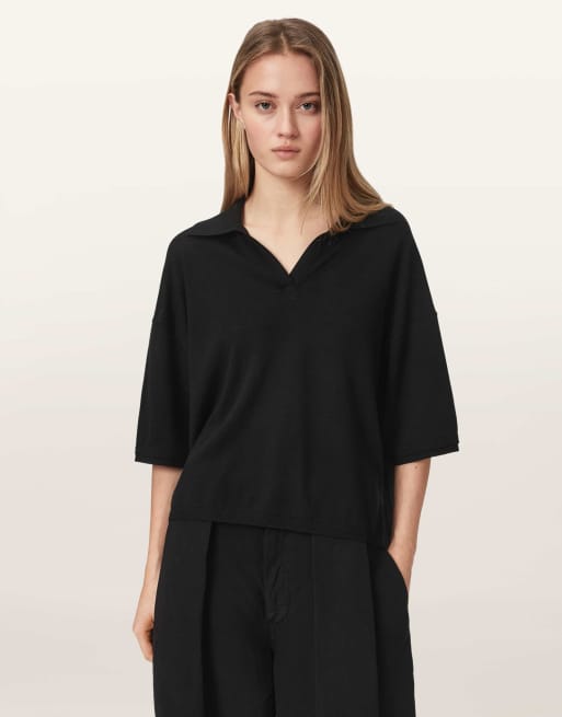 AllSaints Bern poloshirt in zwart, 3 van 6