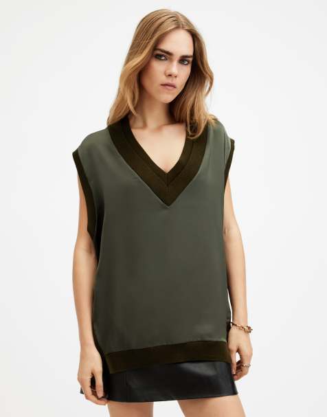 AllSaints - Bern - Tanktop in asfaltgroen - view 1