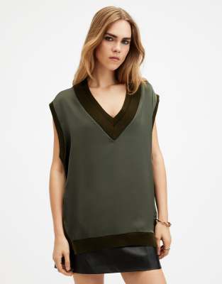 AllSaints - Bern - Tanktop in Asphaltgrün