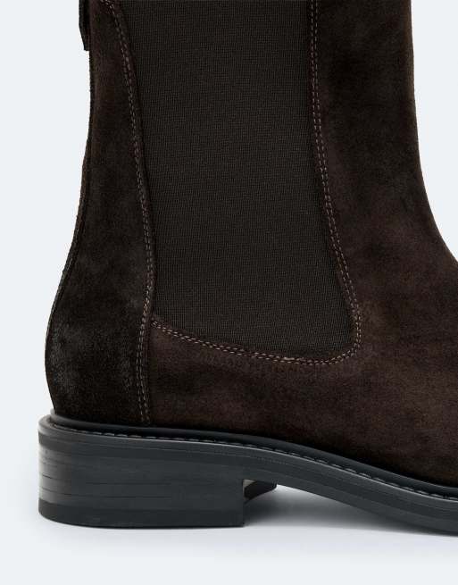 AllSaints Beryl bottines en daim marron foncé, 4 de 4