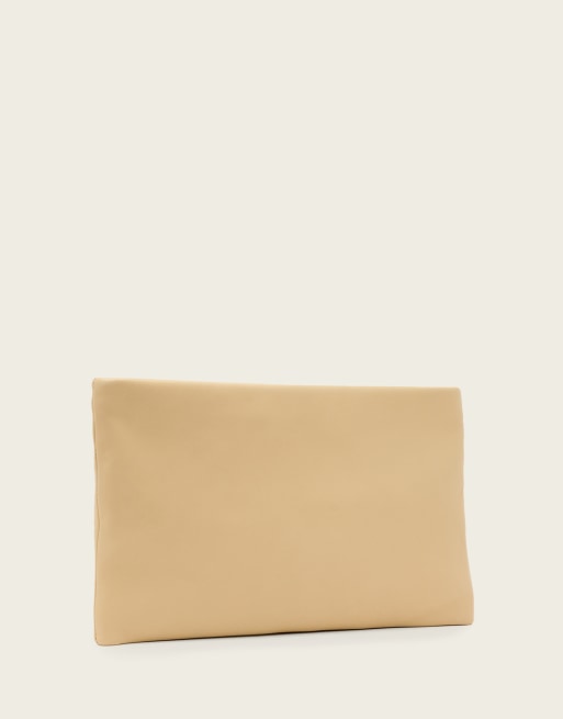 AllSaints – Bettina – Clutch aus Lammleder in Blassgelb, 4 von 4