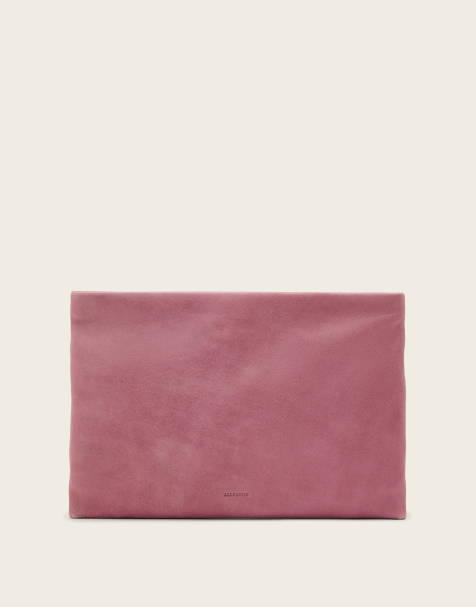 AllSaints Bettina clutch bag in raspberry pink - view 1