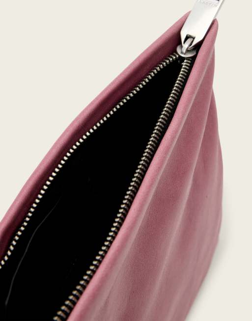 AllSaints bettina clutch bag in raspberry pink, 3 of 4