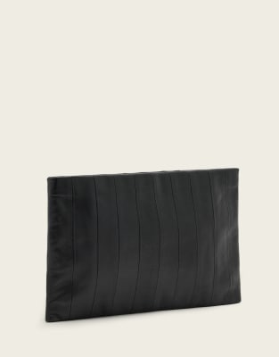 AllSaints - Bettina - Clutch in Schwarz mit Bahnen-Design