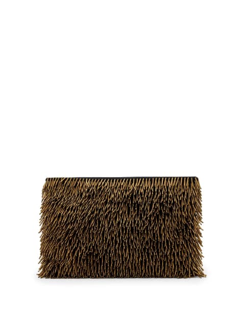 AllSaints - Bettina - Guldfarvet clutch-taske med perledetaljer - view 1