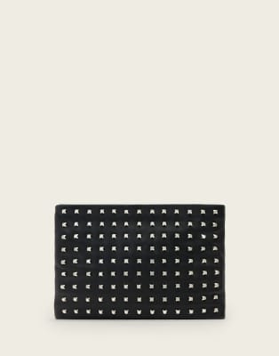 AllSaints - Bettina - Mit Nieten besetzte Clutch in Schwarz