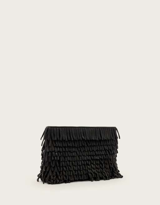 AllSaints - Bettina - Pochette à franges - Noir