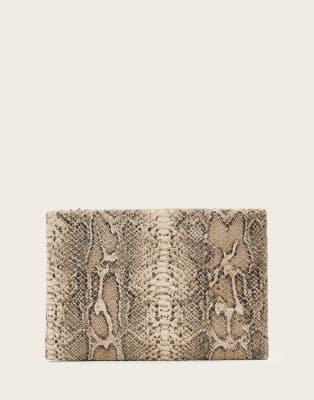 AllSaints Allsaints Bettina snake clutch in cream-White
