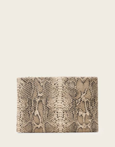 Allsaints Bettina snake clutch in cream - view 1
