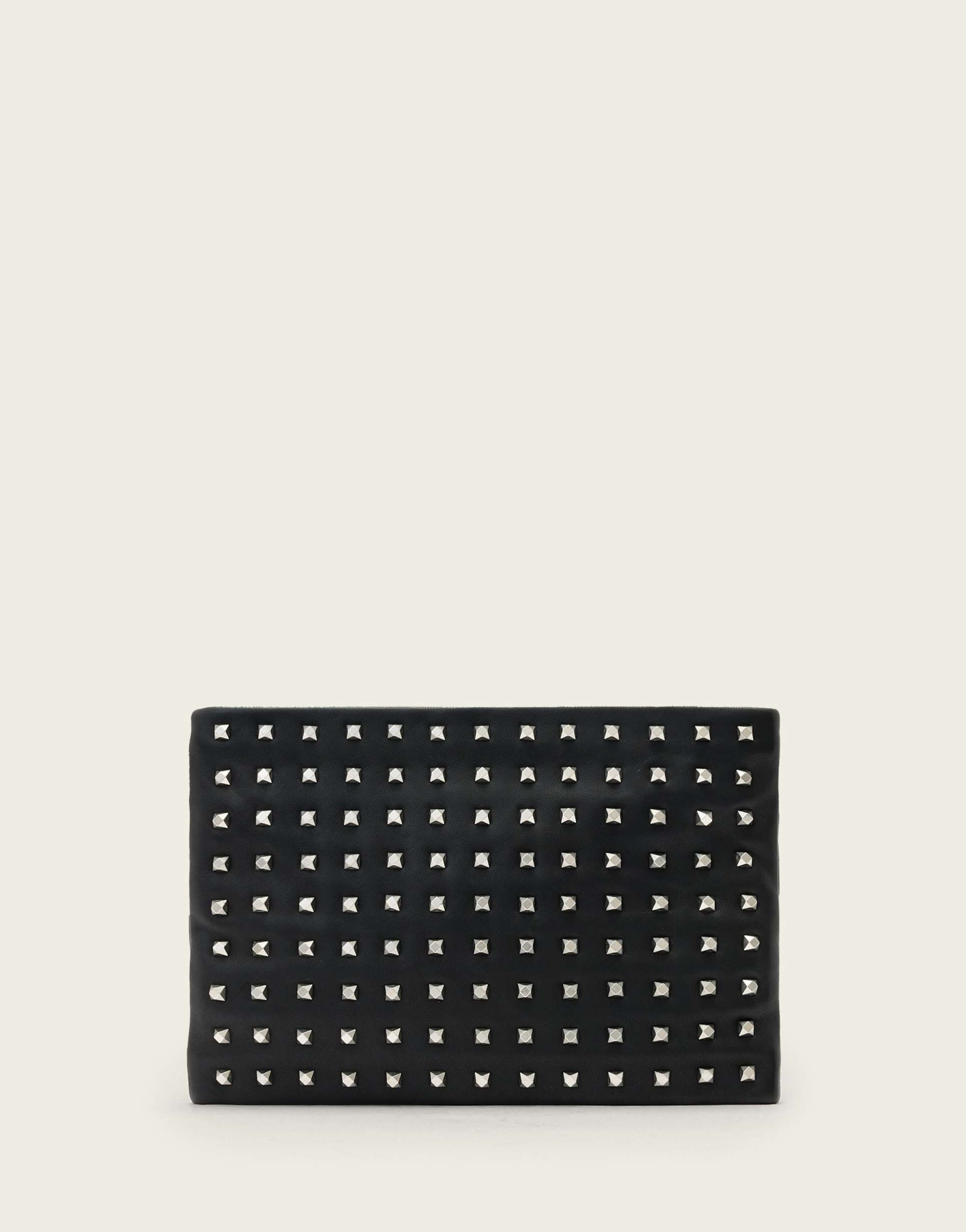 allsaints bettina studded clutch bag in black