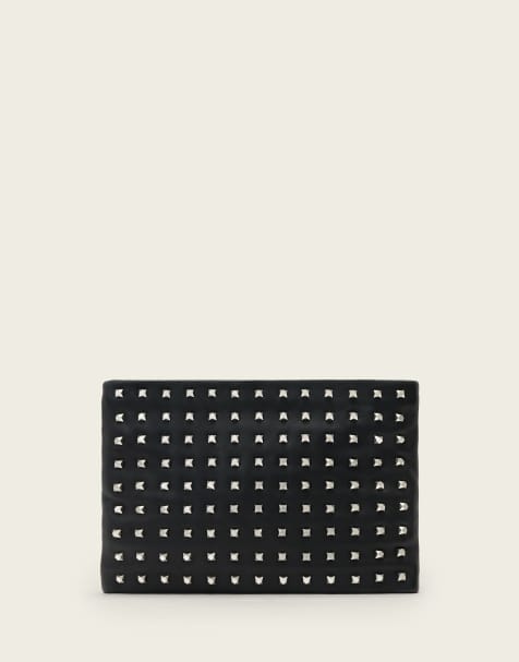 AllSaints Bettina studded clutch in black - view 1