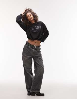 AllSaints Biggy Aster tonal logo sweatshirt in black