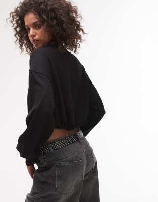 AllSaints Biggy Aster tonal logo sweatshirt in black