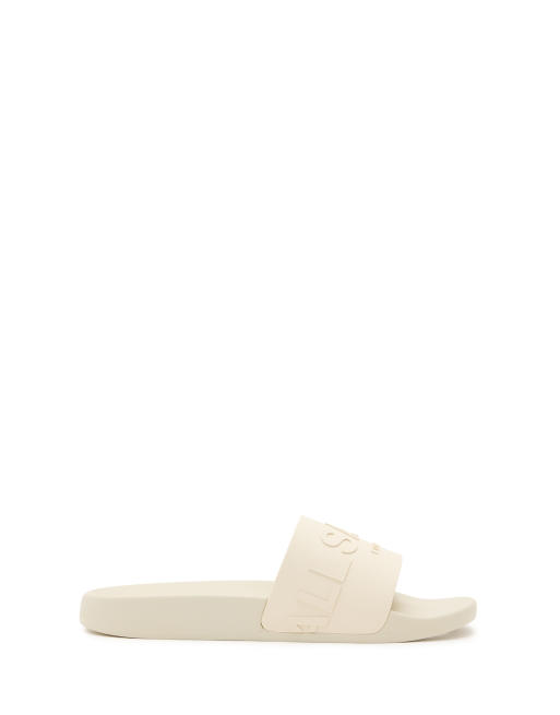 AllSaints - Biggy - Claquettes en caoutchouc à logo ton sur ton - Blanc cassé, 4 de 4