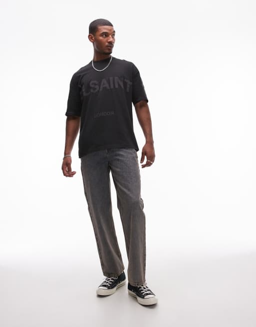 AllSaints – Biggy – Czarny T-shirt z logo, 4 z 4
