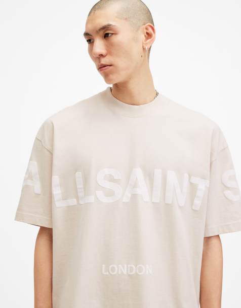 AllSaints – Biggy – Kurzärmliges T-Shirt in Bailey-Taupe mit Rundhalsausschnitt - view 1