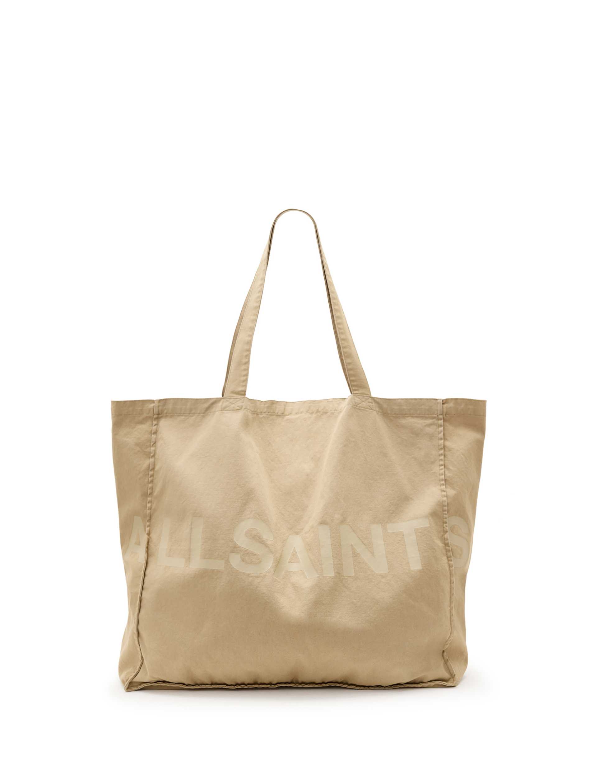 allsaints biggy large tote bag in light khaki