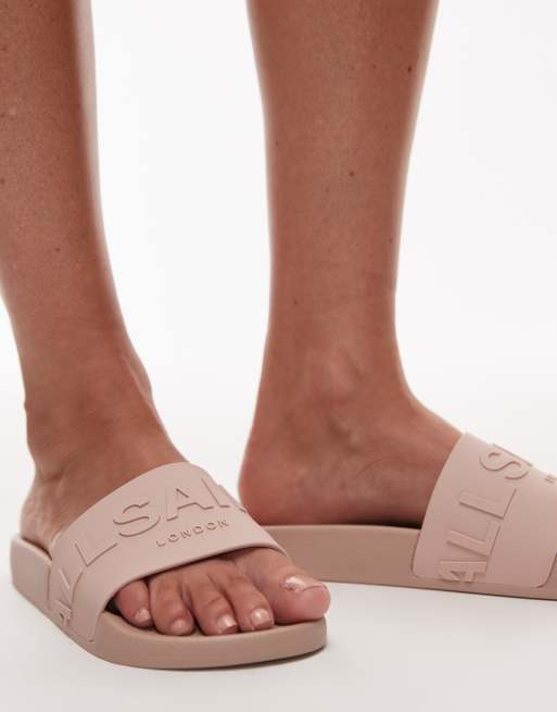 AllSaints – Biggy – Rosenrosa tofflor i gummi, 3 av 4