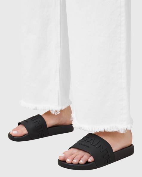 AllSaints Biggy rubber sliders in black - view 1